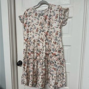 Cream Floral Tiered Casual Dress - Women's